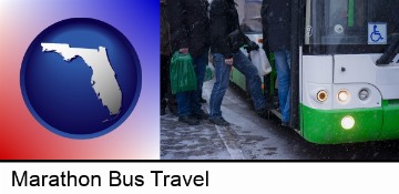 commuters boarding a city bus in Marathon, FL